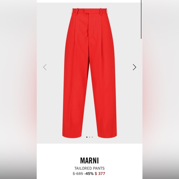 Marni Pants - Marni x Uniqlo Red Corduroy High Rise Tapered Leg Pants XXS